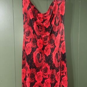 Fashion Nova Vibrant Red and Black Floral Dress